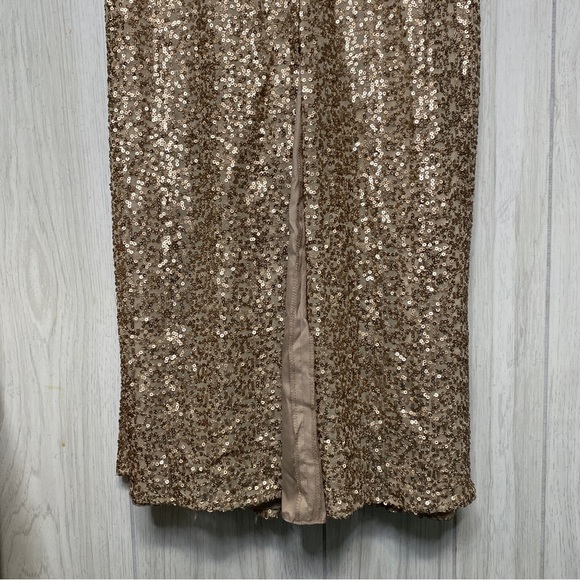 NEW Amsale Samantha Spaghetti Strap V Neck Sequin Gown BHLDN size 6 NWT - Picture 6 of 13